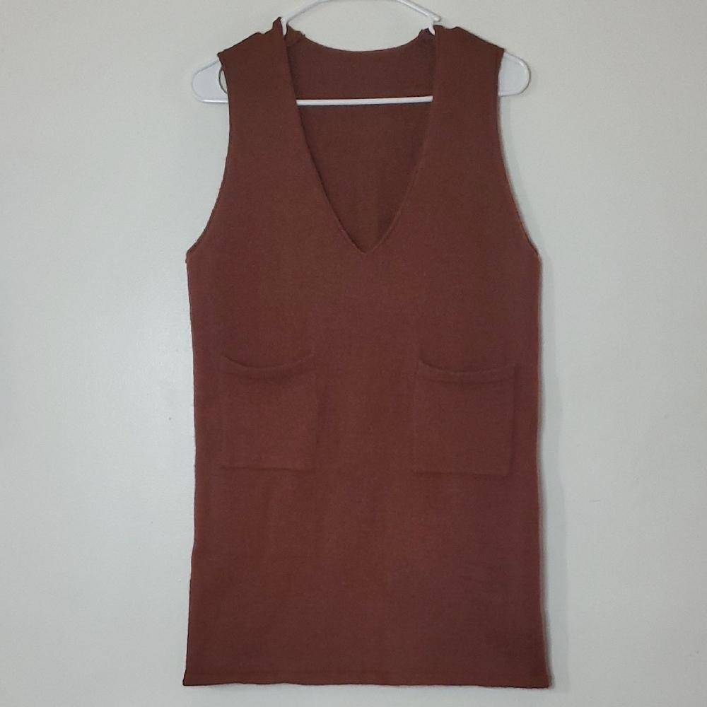 Sweater Vest Mini Dress Size Extra Small BoHo Cinnamon Spice Girls Pockets